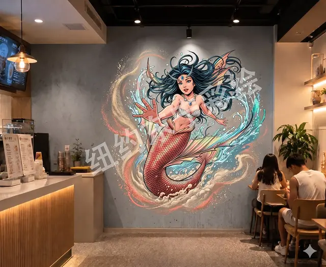 Mermaid feature wall